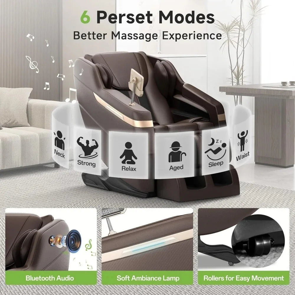 2025 Ganzkörper-Massagesessel, Zero-Gravity-Shiatsu-Massagesessel mit Liegefunktion, Heizung für Taille und Waden, Fußmassage, 3D L-Track & Bo