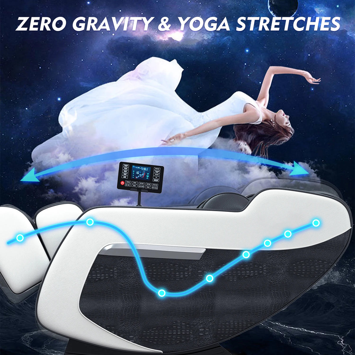 4D-Zero-Gravity-Massagesessel, automatische Heizfunktion, Bluetooth-Musik, Airbag und Shiatsu-Liegefunktion