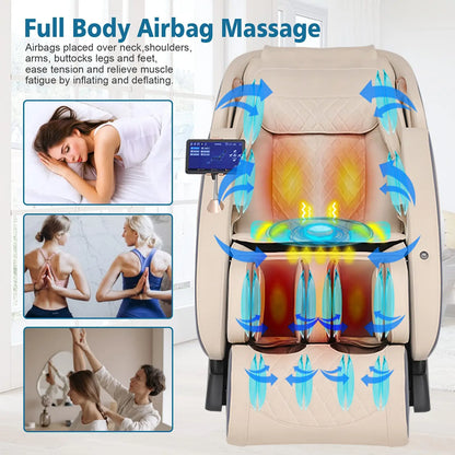 APP-Steuerung 4D-Massagesessel SL-Track Ganzkörper-Shiatsu-Massagesessel Zero Gravity mit Yoga-Stretching-Fußmassageroller