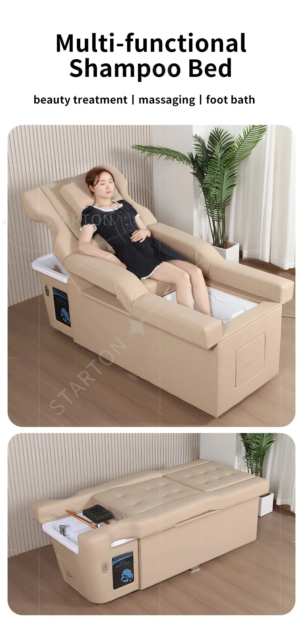 Japanischer Head Spa Shampoo Bett Schönheitssalon Möbel Spa Center Pediküre Stuhl Elektrische Rückenlift Massageliege
