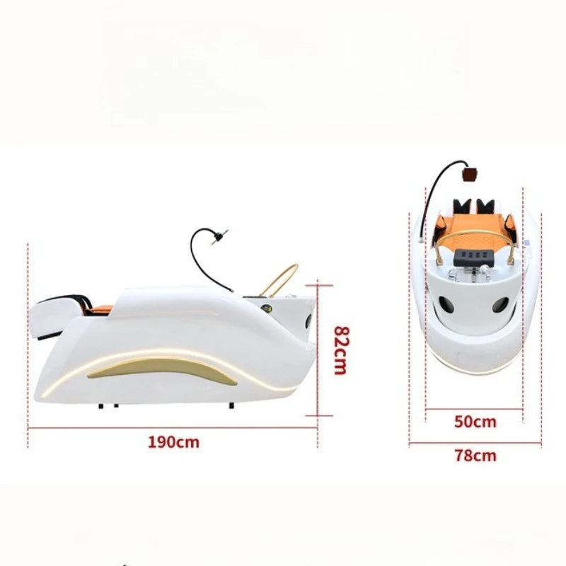 Barber Shop Lounge Shampoo Chair Bed Ear Picking Equipment Sink Shampoo Chair Comfort PU Leather Furniture Shampooing Lit MHXFY