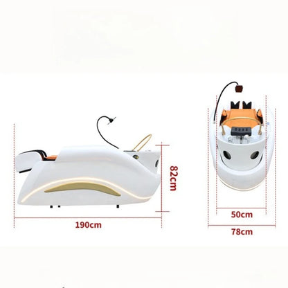 Barber Shop Lounge Shampoo Chair Bed Ear Picking Equipment Sink Shampoo Chair Comfort PU Leather Furniture Shampooing Lit MHXFY