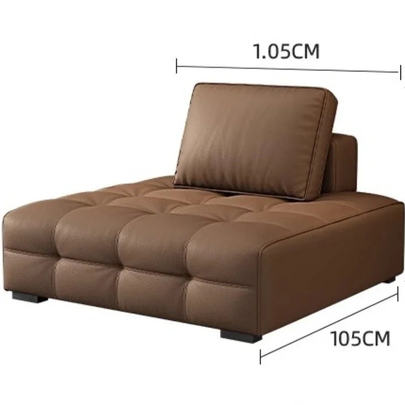 Modern Minimalistisches neues Leder Wohnzimmer Lawrence Italienisches leichtes Luxus gerades L-förmiges modulares Faules Weiches Tatami Lounge Sofa