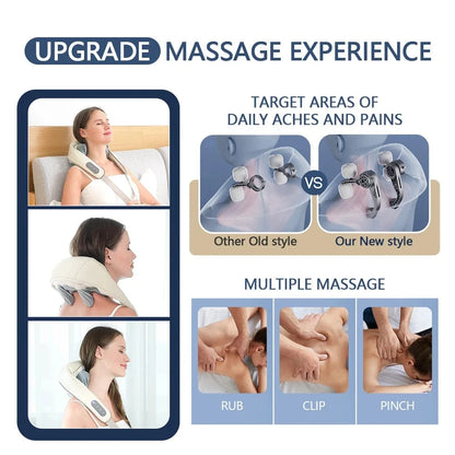 Wireless Neck &amp; Back Massager – Kneading Shoulder, Cervical, and Trapezius Relaxation Shaw