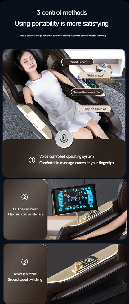 Weißer Luxus Bürostuhl Zuhause 4D SL-Schienen-Massagesessel mit Schwerelosigkeitsfunktion