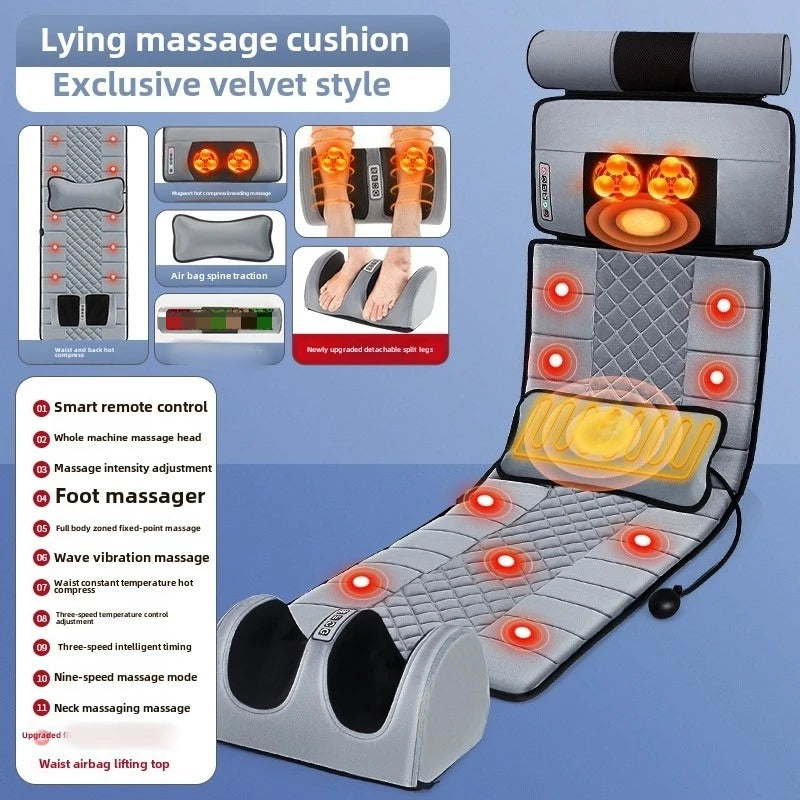 Ganzkörpermassage-Matratze Wellenförmige Vibrationsentspannung mit Fingerdruck-Kissen Rücken-Fuß-Massage Manuelle Airbag 12V3A Adapter