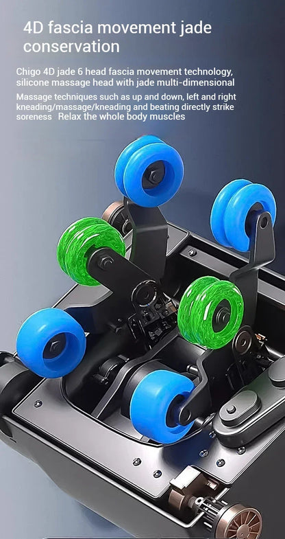 2025 4D-Massagesessel Shiatsu-Massage Ganzkörpermassagesessel Schwerelosigkeit, ausziehbare Fußstütze, SL Track Heizung Airbags, Heizung