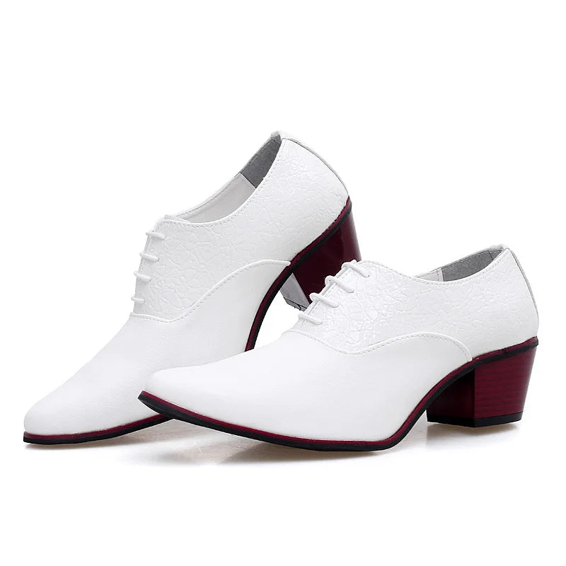 New Classic High Heel Men’s Leather Oxfords – Luxury Designer Wedding & Formal Shoes