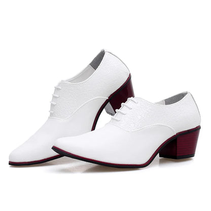 New Classic High Heel Men’s Leather Oxfords – Luxury Designer Wedding & Formal Shoes