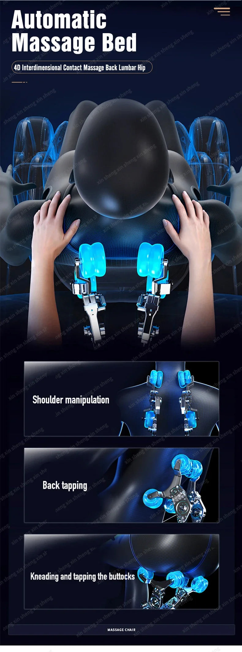 2025 Professionelles elektrisches Massagebett Kopf-SPA-Salon Massagetisch Haarwasch-Räucherbetten Friseursalon intelligente Möbel