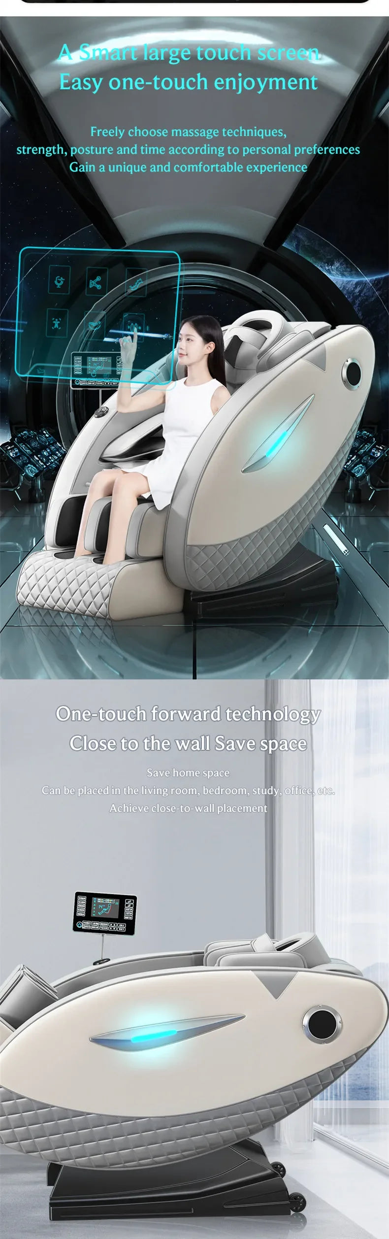 4D-Massagesessel mit Ganzkörperentspannungsfunktion 2025 Zero Gravity SL-Track Shiatsu mit Bluetooth-Lautsprecher und KI-Steuerung