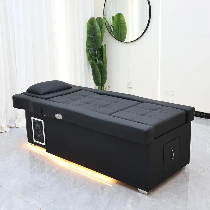 2026 Electric Adjustable Lift Shampoo Bed Massage Table All-in-One Salon SPA Massage Bed with Hair Washing Basin & Foot Bath