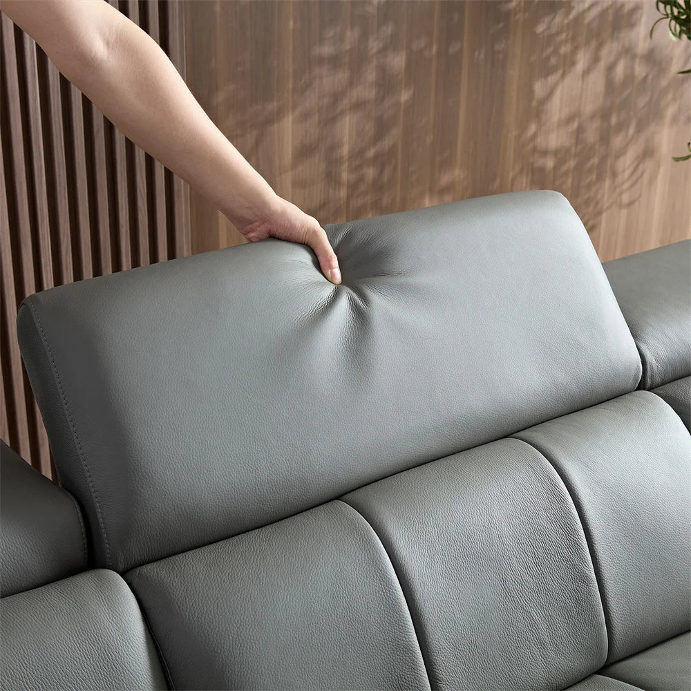 Kundenspezifisches Ledersofa in L-Form Lounge Multifunktions-Power-Smart-Relaxliege Elektrisches Ecksofa mit USB-Kopfstütze und Fußstütze
