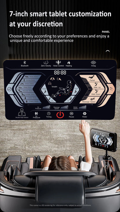 Luxuriöser elektrischer 4D-Massagesessel Zero Gravity SL-Track & Wärmetherapie Ganzkörper-Airbag Yoga Stretching Shiatsu-Liegesessel Massage
