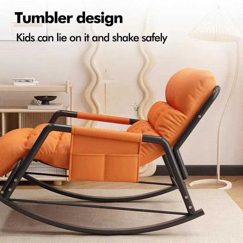 Living Room Reclining Rocking Chair Soft Removable Cushion Lounge Chair with Foldable Footrest Modern Home Office Relaxing Chair