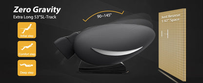 Massagesessel mit Zero-Gravity-Funktion, Ganzkörper-Massagesessel mit Heizung, Bluetooth-Lautsprecher, Airbags, Fußroller