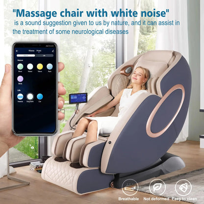 APP-Steuerung 4D-Massagesessel SL-Track Ganzkörper-Shiatsu-Massagesessel Zero Gravity mit Yoga-Stretching-Fußmassageroller