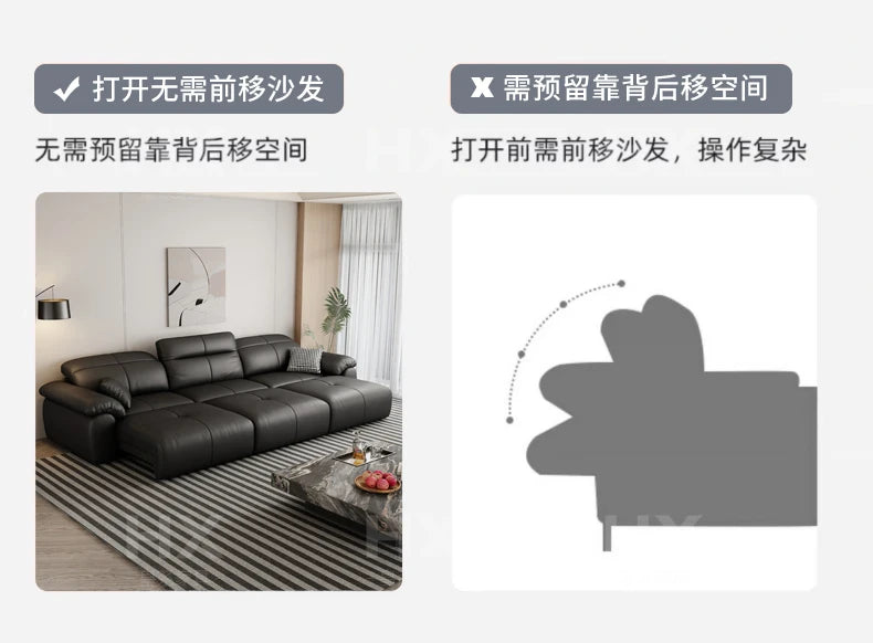 Genuine Leather Black Sofa Recliner Sectional Sleep Luxury Designer Sofa Daybed Modern Divano Soggiorno Couches Furniture