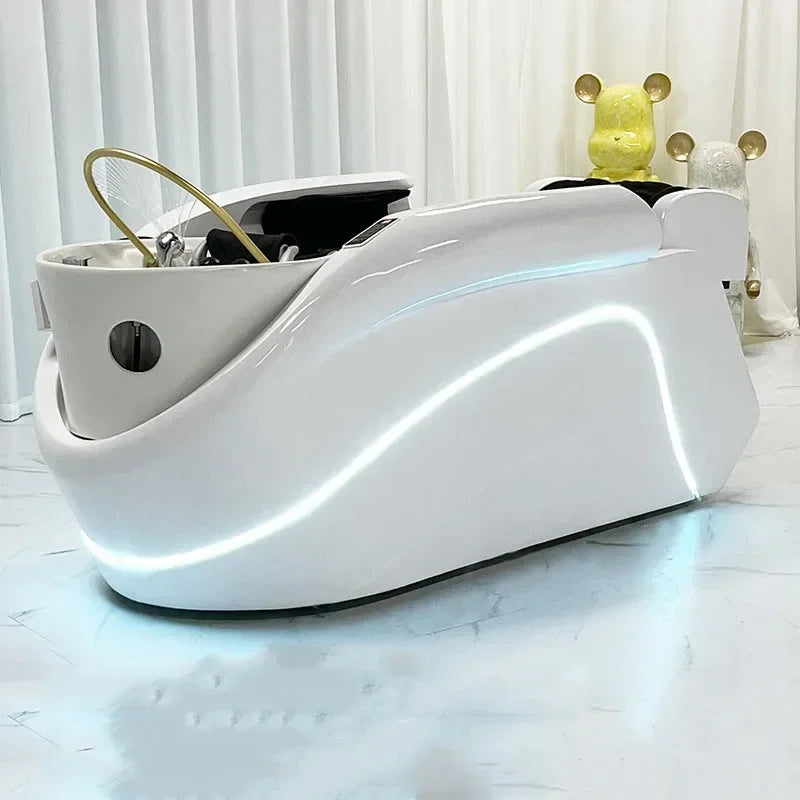 Kosmetikstuhl Shampoo-Bett Waschbecken Haarwaschbecken Headspa Massage Wasser Komplettmöbel Schönheitsbecken Leder Luxus-Sofa