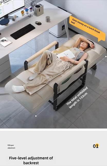 Liegestuhl Bürostuhl Mittagspause Klappstuhl Computerstuhl, kann sitzen und liegen, Zwei-Zweck-Faulenzer-Sofa-Stuhl mit Rückenlehne