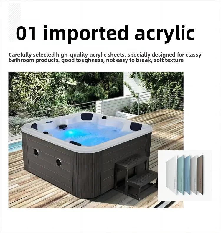 Smart Whirlpool Jacuzzi Spa-Wanne Tragbare Innen- und Außen-Badewanne mit Surfmassage Außen-Massagebadewanne Luft-Wasserdüse Möbel