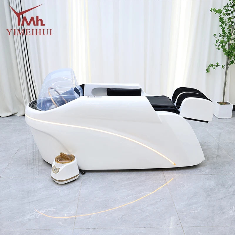 Salon Head Spa Shampoo Massage Bed Synthetic Leather Head Therapy Bed Automatic Massage Shampoo Chair Hair Spa Equipment