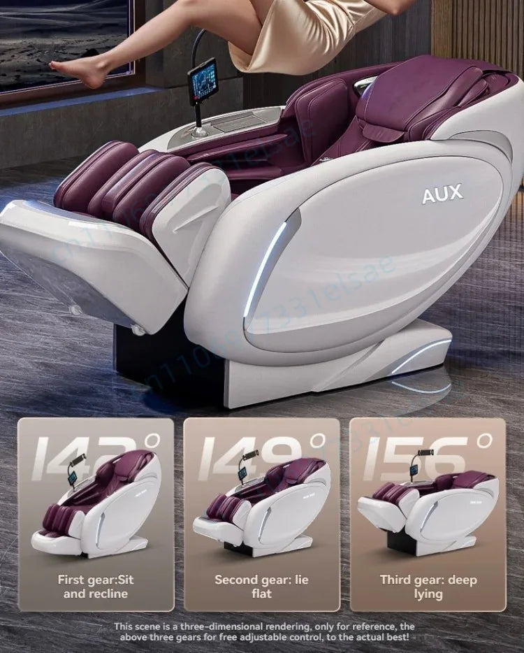 Fauteuil de massage intelligent 4D+4D, massage complet du corps, zéro gravité, fauteuil inclinable électrique Shiatsu avec rouleaux pour les pieds, scan corporel, chauffage