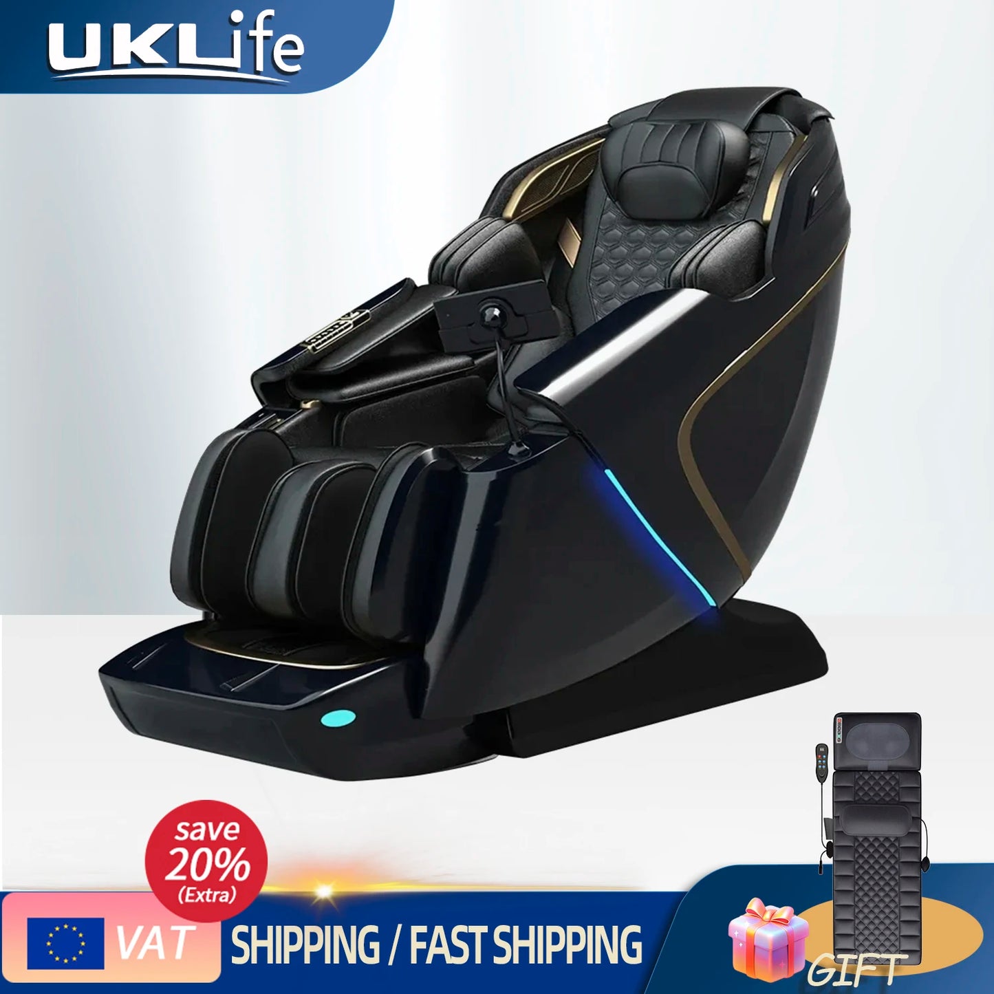 4D Zero Gravity Massage Chair with SL-Track/AirBag & 3D Body Scan - Dual Core Electric Recliner Sofa for Home Office