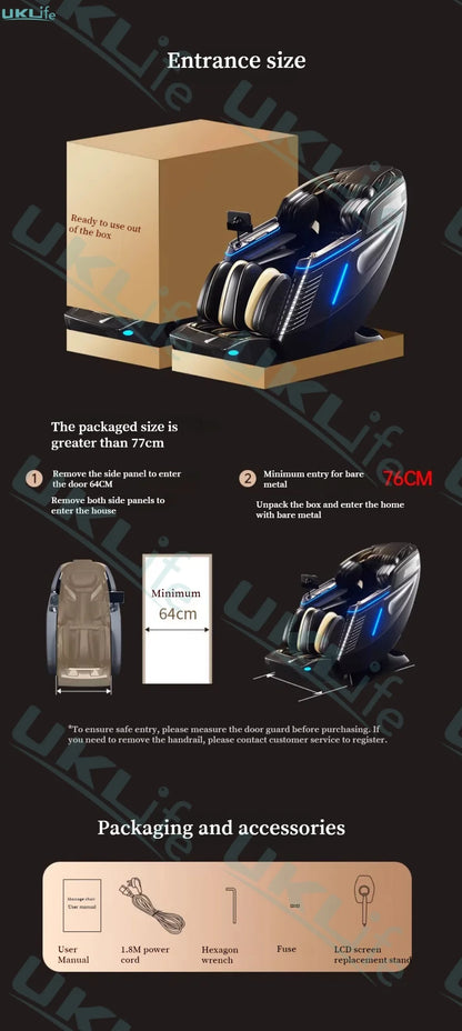 Neuer Dual Core Massagesessel 2025 Fortschrittlicher 4D Zero Gravity Body Scan Ganzkörper-Airbag Shiatsu Rücken- und Fußrollen-Liegesessel für Zuhause