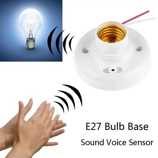 E27 Screw Lamp Base Sound & Voice Control Light Socket with Delay Switch – AC180-240V LED Bulb Holder