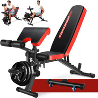 800LBS verstellbare Hantelbank, Trainingsbank für das Home-Gym, Hantelbank mit Beinstreckung und Beinbeuger, Bizeps-Curler