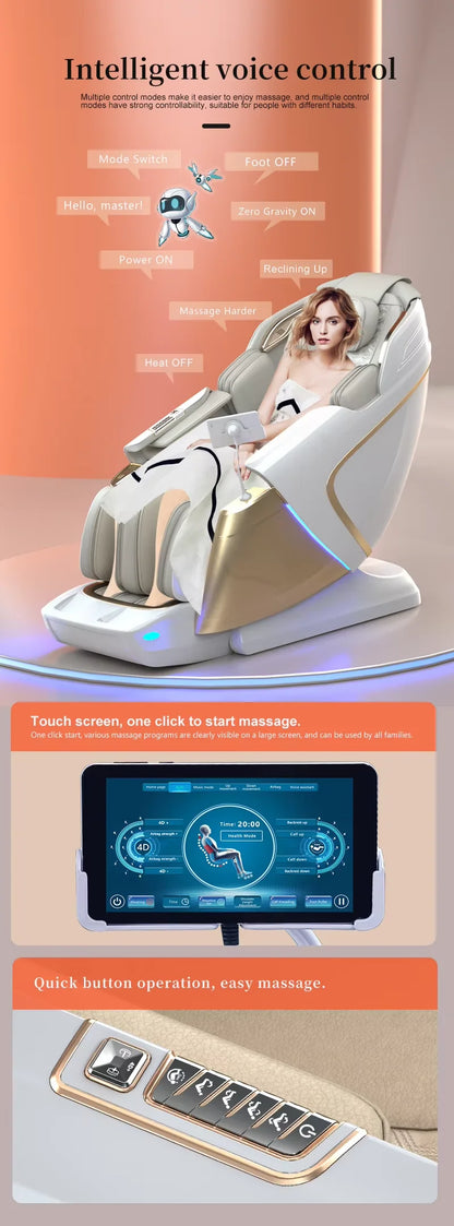 OEM Modern Shiatsu Massager Blood Circulation SL Track Full Body Luxury 4d Ai Zero Gravity Massage Chair