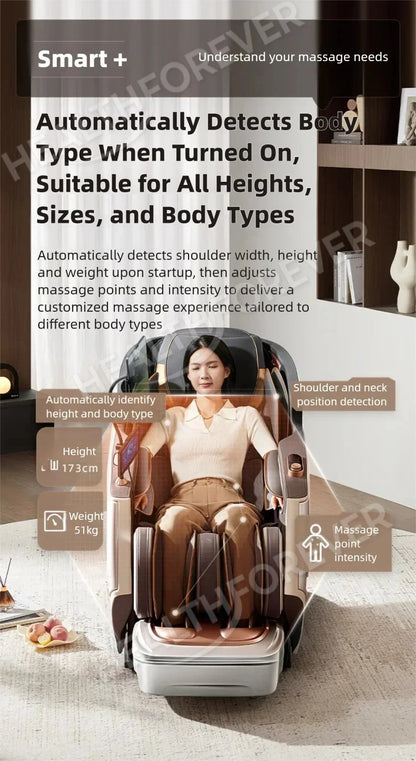 6D+6D Dual 6-Kopf-Massagesessel SL Track Wärmetherapie KI-Sprachsteuerung Thai-Stretch-Massagesessel 4D Zero Gravity Gesundheits-Scan