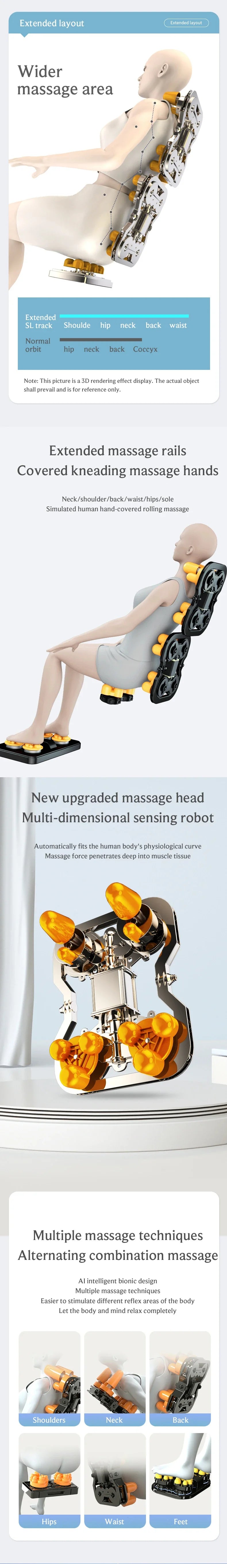 4D-Massagesessel mit Ganzkörperentspannungsfunktion 2025 Zero Gravity SL-Track Shiatsu mit Bluetooth-Lautsprecher und KI-Steuerung