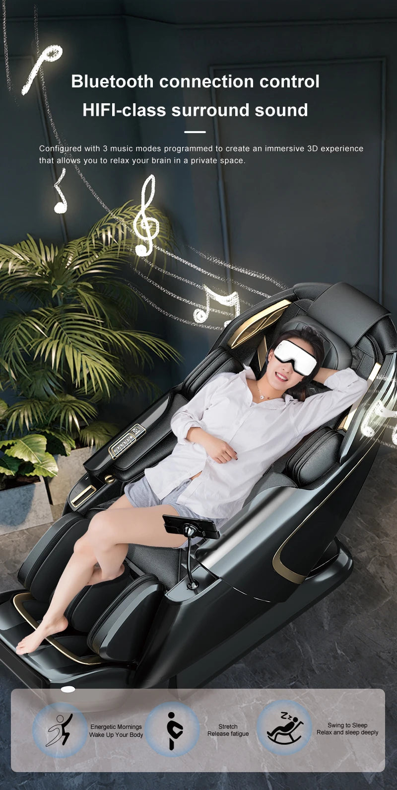 USA Lokale Lieferung 135cmSL Shiatsu 4D Heizung Airbag Zero Gravity Ganzkörpermassagestuhl Home Office Stuhl