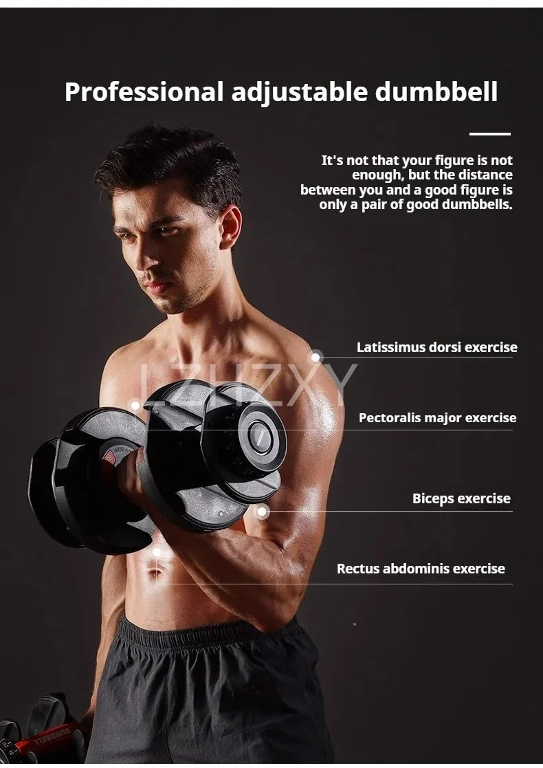 Hanteln Männer und Frauen Heimfitnessgeräte Kurzhanteln mit Gummiummantelung und einstellbarem Gewicht Bodybuilding Groß Fitness