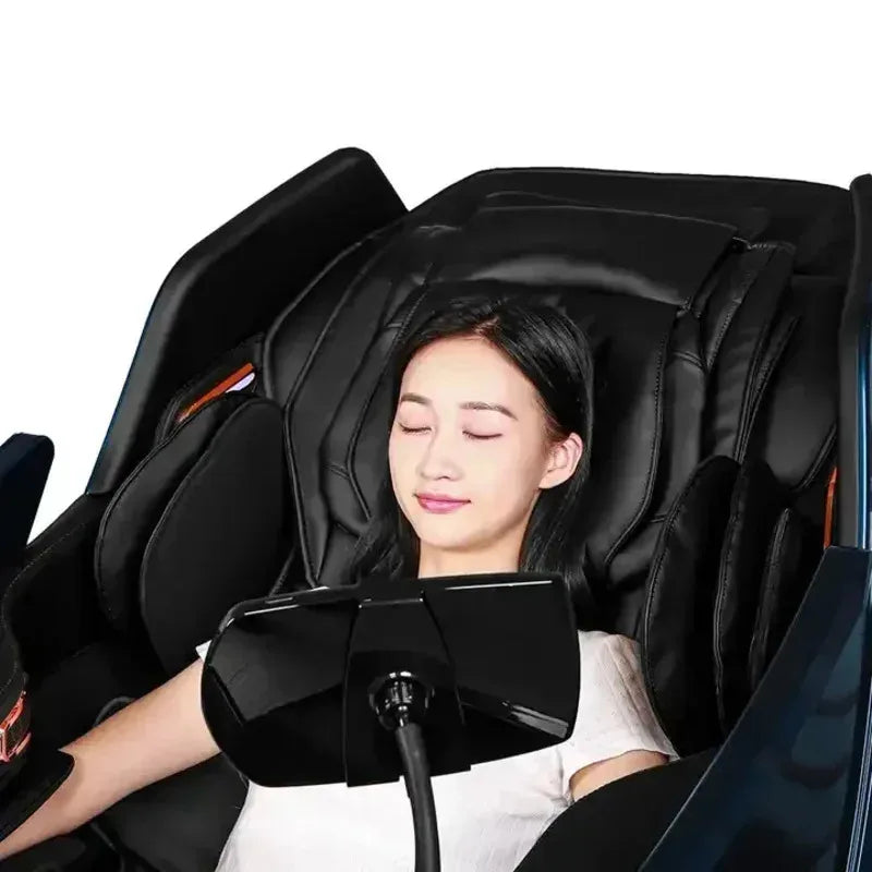 Massage Chair with Voice Control, Full Body Elastic Massage Chair with Voice Control, Heating, LCD Remote Control, Foot Rolle