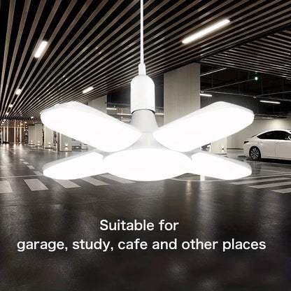 E27 28W Foldable LED Fan Bulb – 40 Beads, 6500K Daylight, Adjustable Deformation Ceiling Light for Home