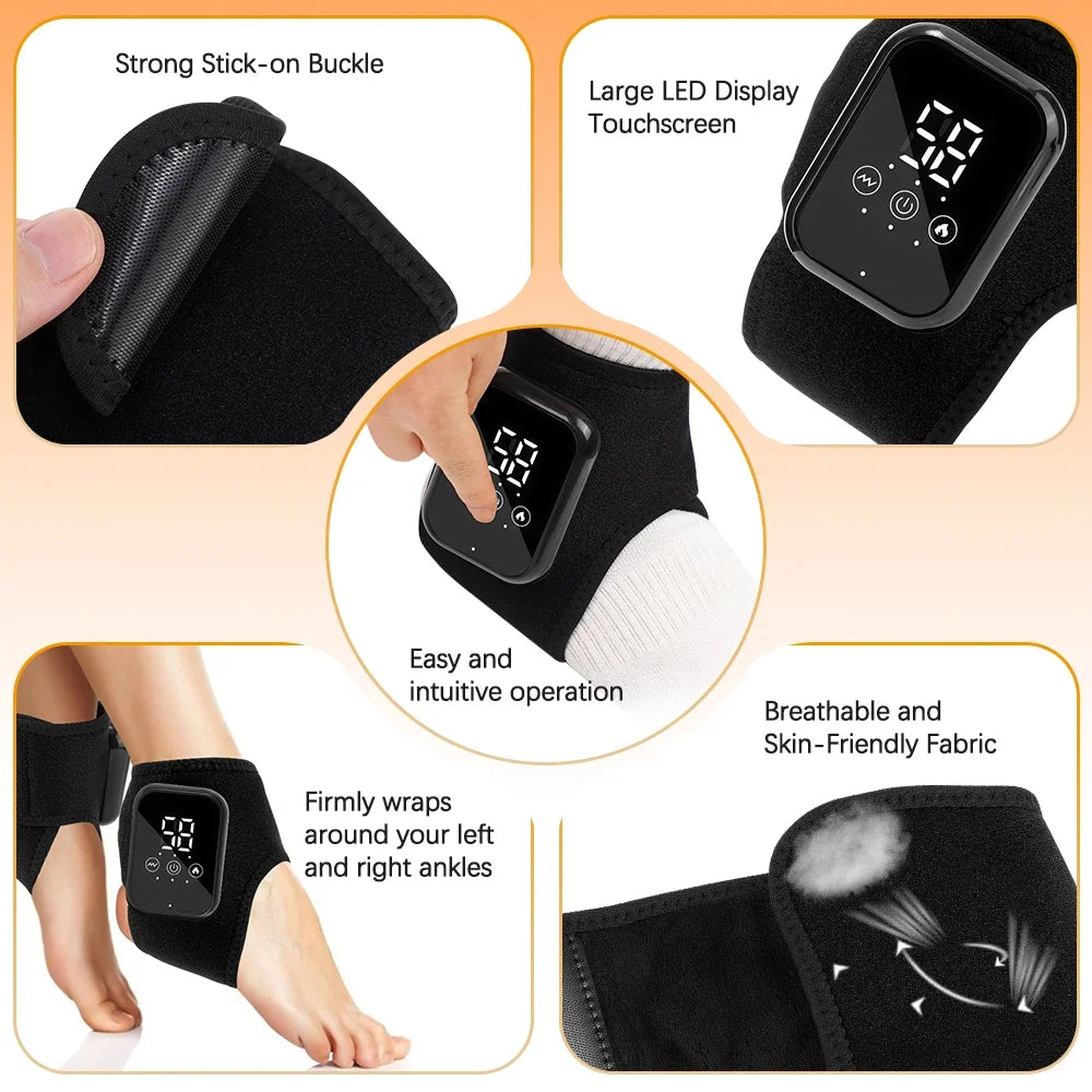 Elektrische Knöchelheizung Massage Heißkompresse Vibration Fußmassage 3 Heizstufen Knöchelstütze Fußwärmer Massage