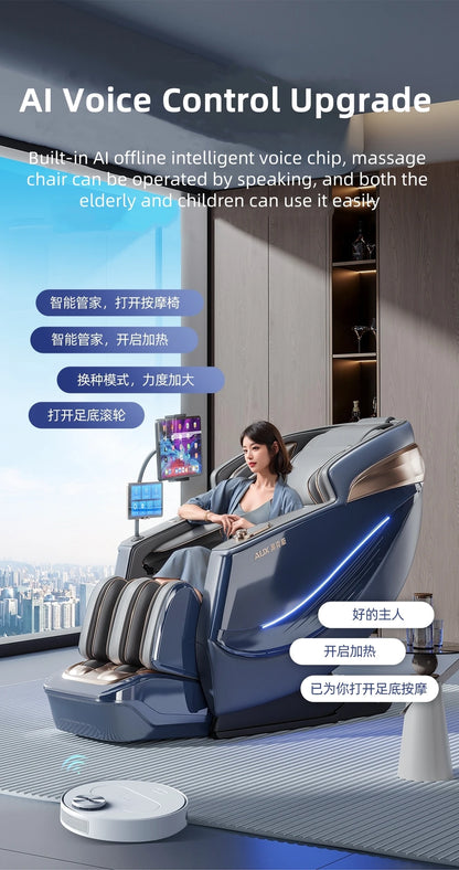 4D Smart Sensory Dual-Movement-SL-Track-Massagesessel, Thai-Stretch, elektrische Beinauflage, Liegesofa, Zero Gravity, Home-Office-Sessel