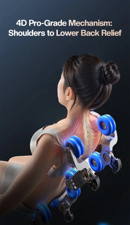 4D+3D-Massagesessel Ganzkörper-Massagesessel mit Schwerelosigkeitsfunktion, SL-Track, Shiatsu-Massage, Bodyscan, Fußrollen, Dehnfunktion, Heizfunktion