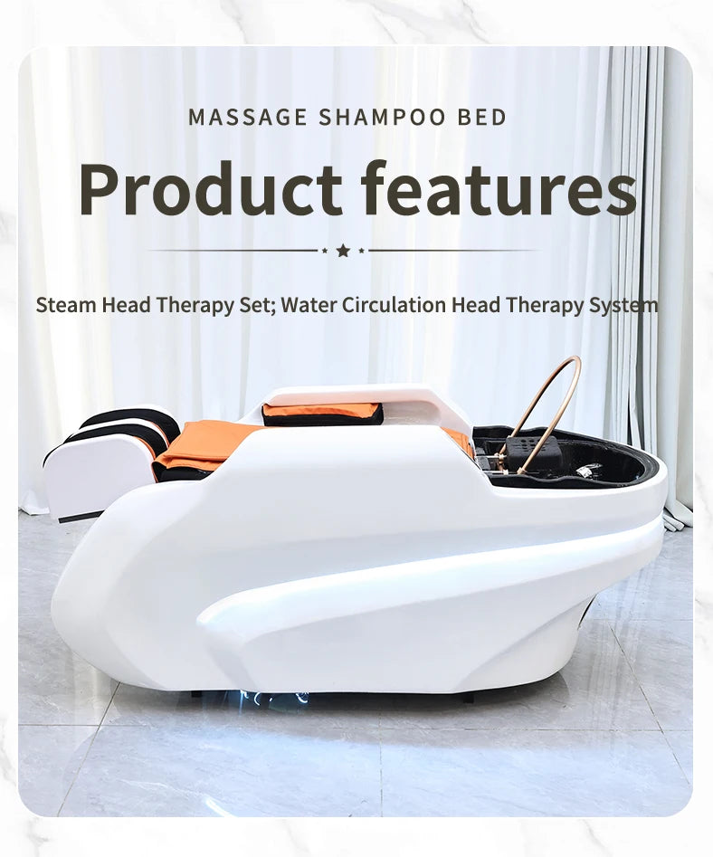 Custom luxury salon wash basin 4d full body electric massage spa beds wide shampoo bed