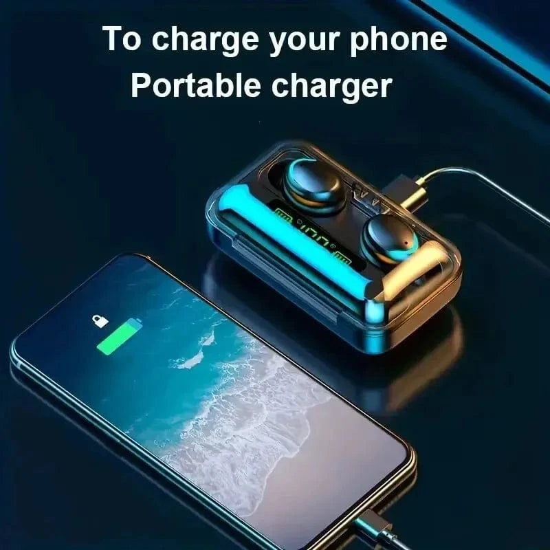 F9 5C Bluetooth headset at Digital display with Charging case