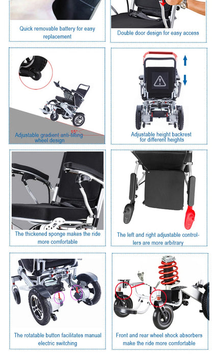 BC-EA8000 Electric Wheelchair Lightweight Foldable Electric Wheelchair Germany Portable Electric Wheelchair