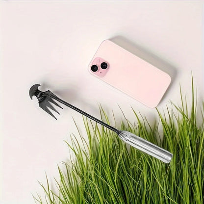Petit extracteur de mauvaises herbes avec 4 dents, outils manuels de jardinage, outil de désherbage pour outil de désherbage ergonomique de cour (la poignée peut être 1 pièce