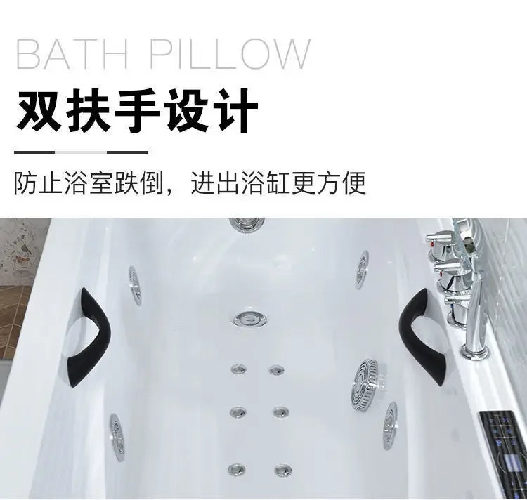 Thickened acrylic bathtub Small apartment Adult Surfing massage Constant temperature heating Smart