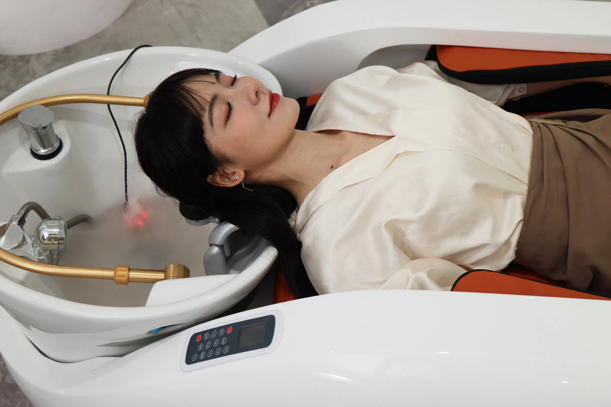 Automatische Haarwasch-Massage-Shampooliege, Kopf-SPA-Liegen, Friseurgeschäft professionelle Friseurdienstleistungen Geschäftsmöbel