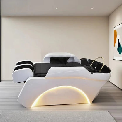 Hair Salon Furniture Lay Down Washing Chair Electric Massage Head Spa Shampoo Bed
