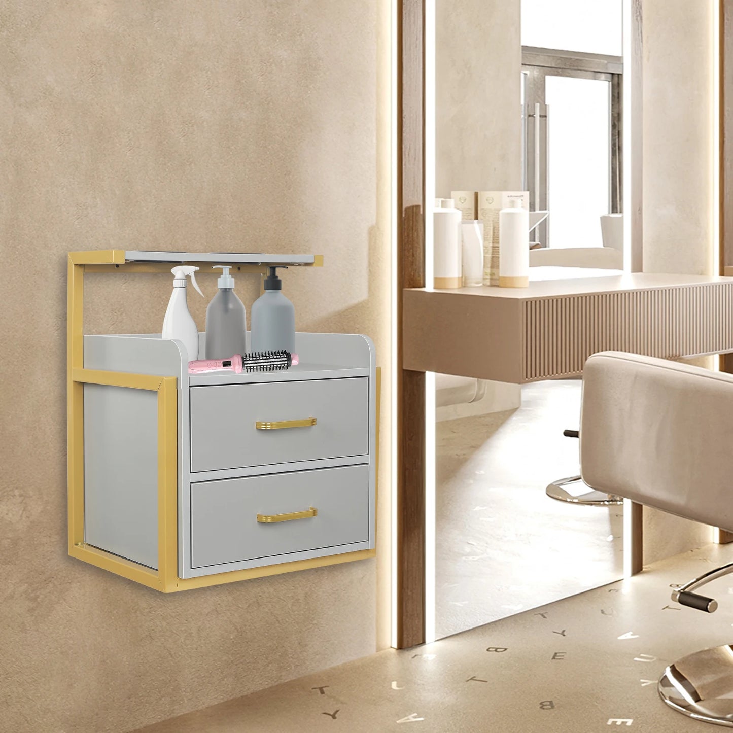 Multifunktionale Salonwagen Wandmontierter Friseurschrank Friseursalon Spezial Dauerwellen-Färbemittel-Ablageregal Möbel
