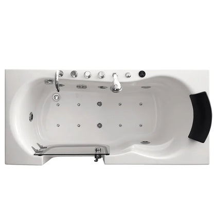 Indoor Walk in Bathtub Whirlpool Massage SPA Bathroom Soaking Jets Bath Tub Square with Glass Door Shower Faucet